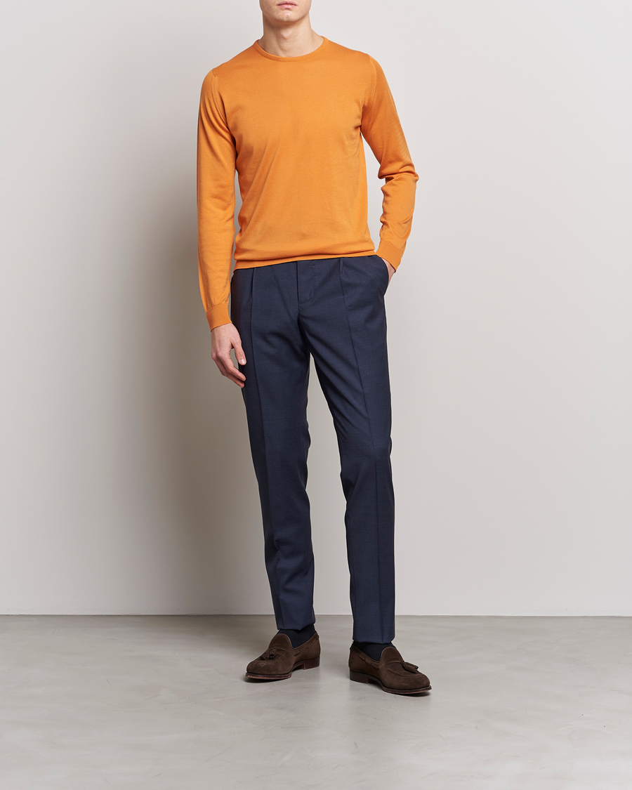 Herre | Trøjer | John Smedley | Hatfield Sea Island Crew Neck Mandarin Orange
