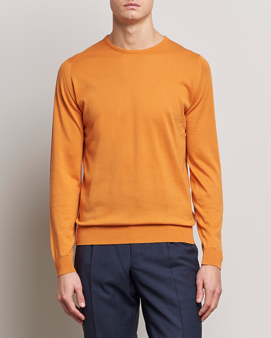 Herre | Trøjer | John Smedley | Hatfield Sea Island Crew Neck Mandarin Orange