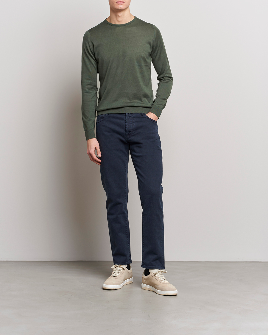 Herre | Trøjer | John Smedley | Hatfield Sea Island Crew Neck Palm Green