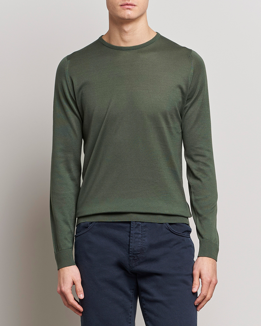 Herre |  | John Smedley | Hatfield Sea Island Crew Neck Palm Green