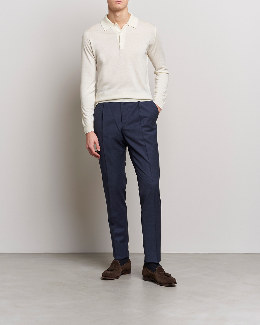 Herre | Trøjer | John Smedley | Belper Wool/Cotton Polo Pullover Latte