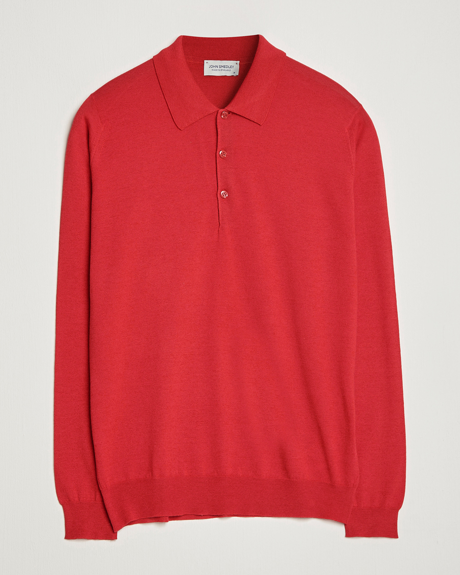Herre | Trøjer | John Smedley | Belper Wool/Cotton Polo Pullover Ruby