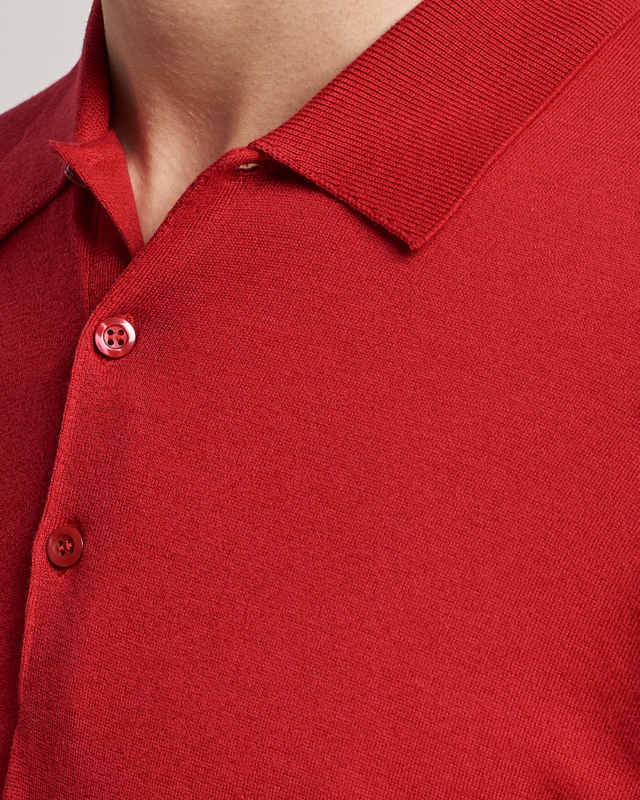 Herre | Trøjer | John Smedley | Belper Wool/Cotton Polo Pullover Ruby