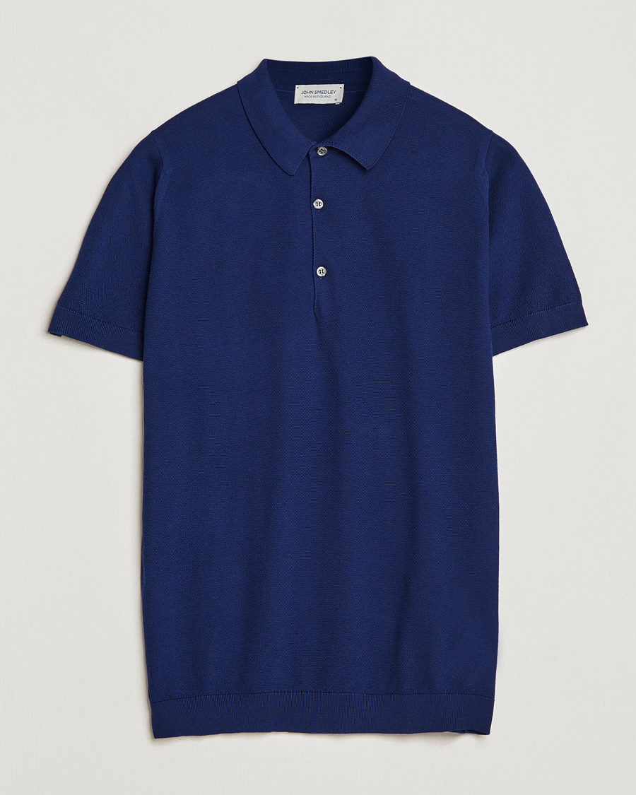 Herre | Polotrøjer | John Smedley | Roth Structured Pique Marine Blue