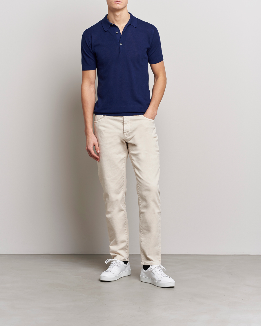 Herre | Polotrøjer | John Smedley | Roth Structured Pique Marine Blue