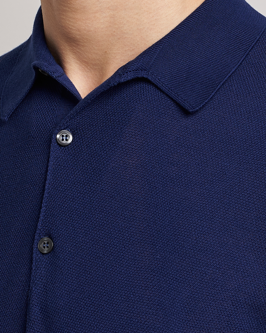Herre | Polotrøjer | John Smedley | Roth Structured Pique Marine Blue