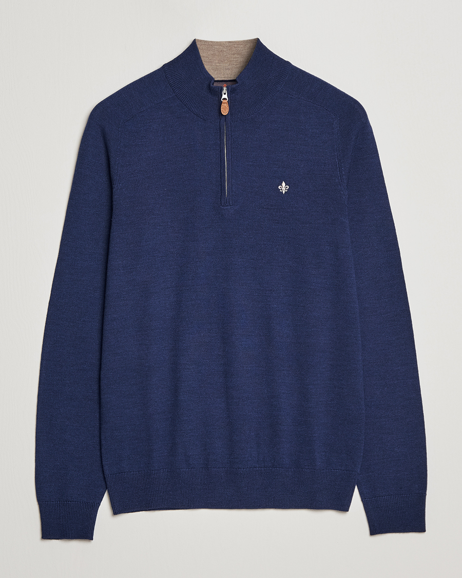Herre | Trøjer | Morris | John Merino Half Zip Blue