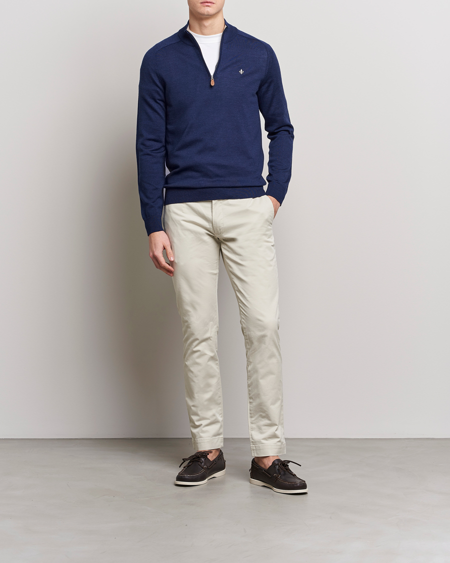 Herre | Trøjer | Morris | John Merino Half Zip Blue