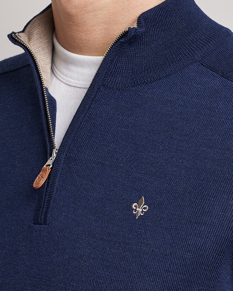 Herre | Trøjer | Morris | John Merino Half Zip Blue