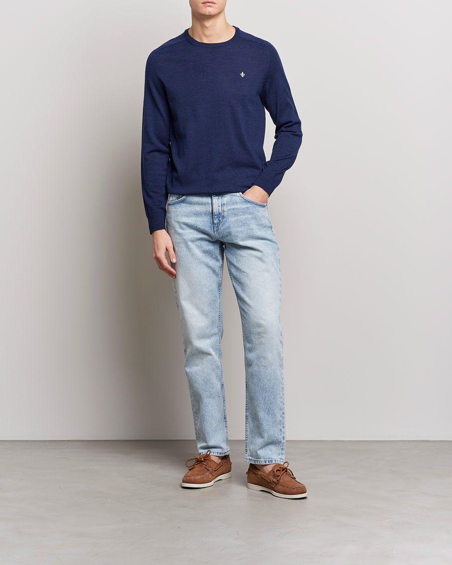Herre | Trøjer | Morris | Merino Crew Neck Pullover Blue