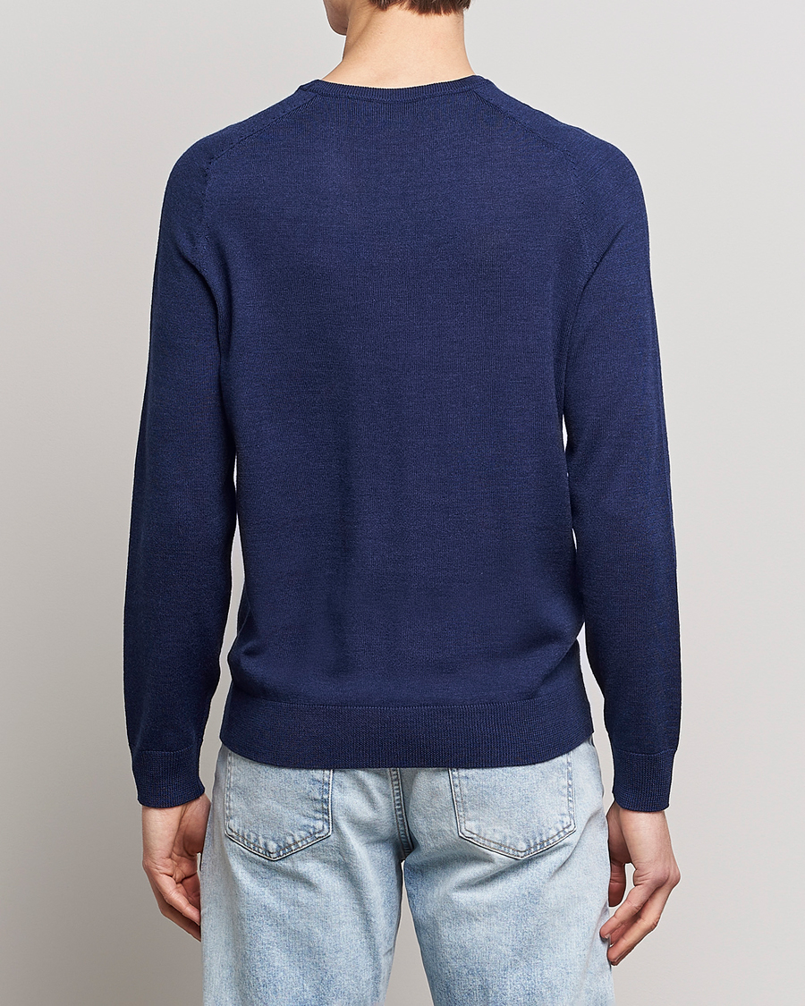 Herre | Trøjer | Morris | Merino Crew Neck Pullover Blue