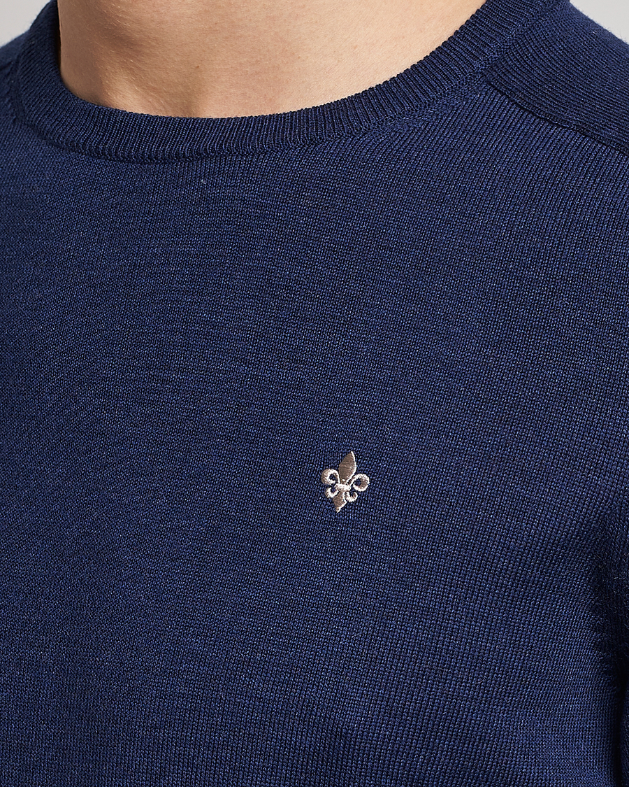 Herre | Trøjer | Morris | Merino Crew Neck Pullover Blue