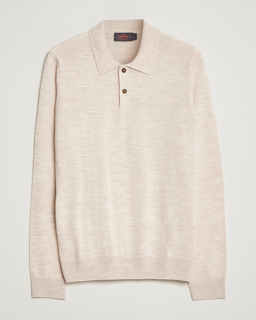 Herre | Trøjer | Morris | Merino Knitted Polo Beige