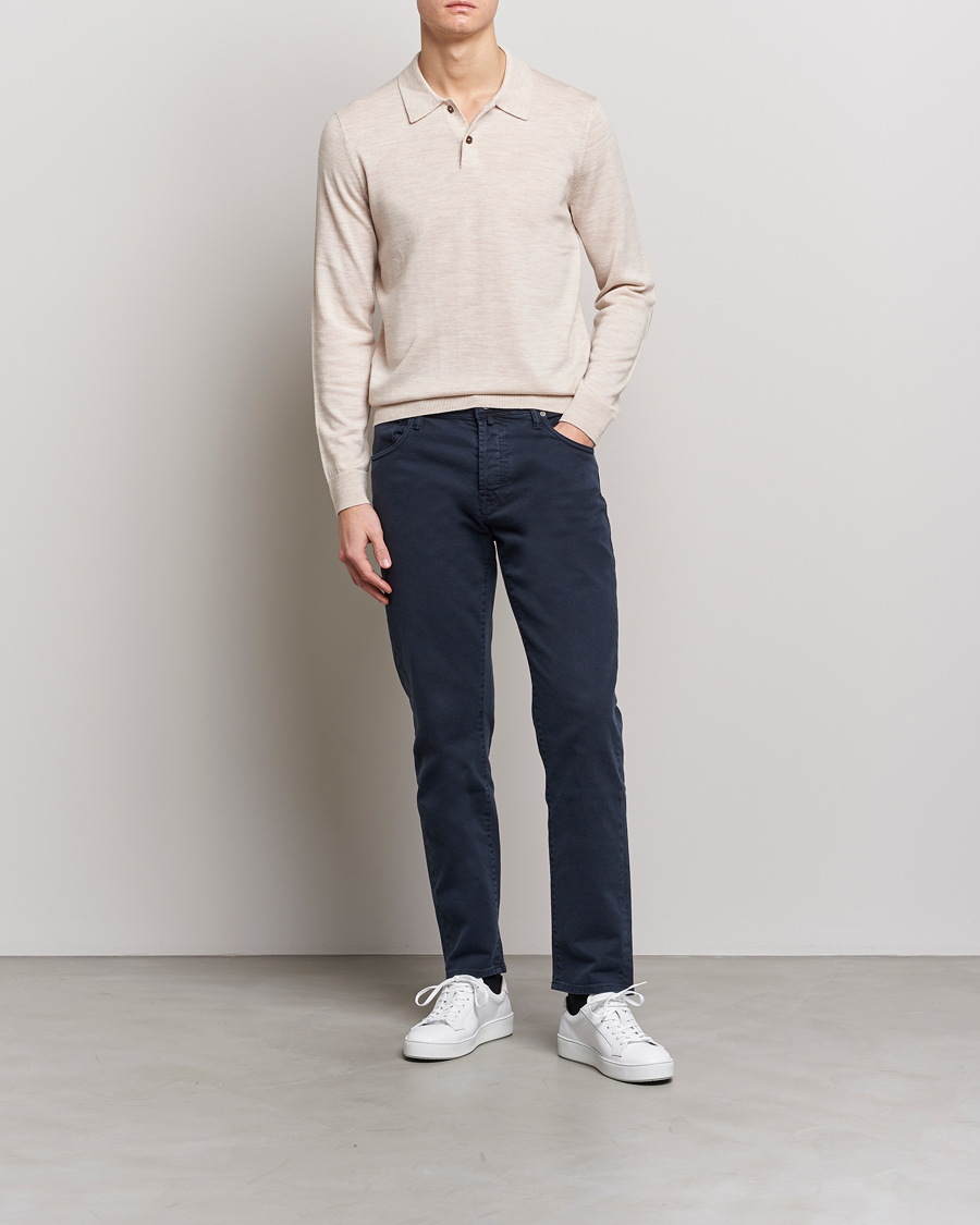 Herre | Trøjer | Morris | Merino Knitted Polo Beige