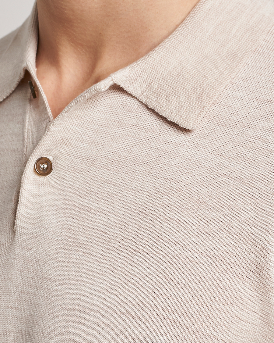 Herre | Trøjer | Morris | Merino Knitted Polo Beige