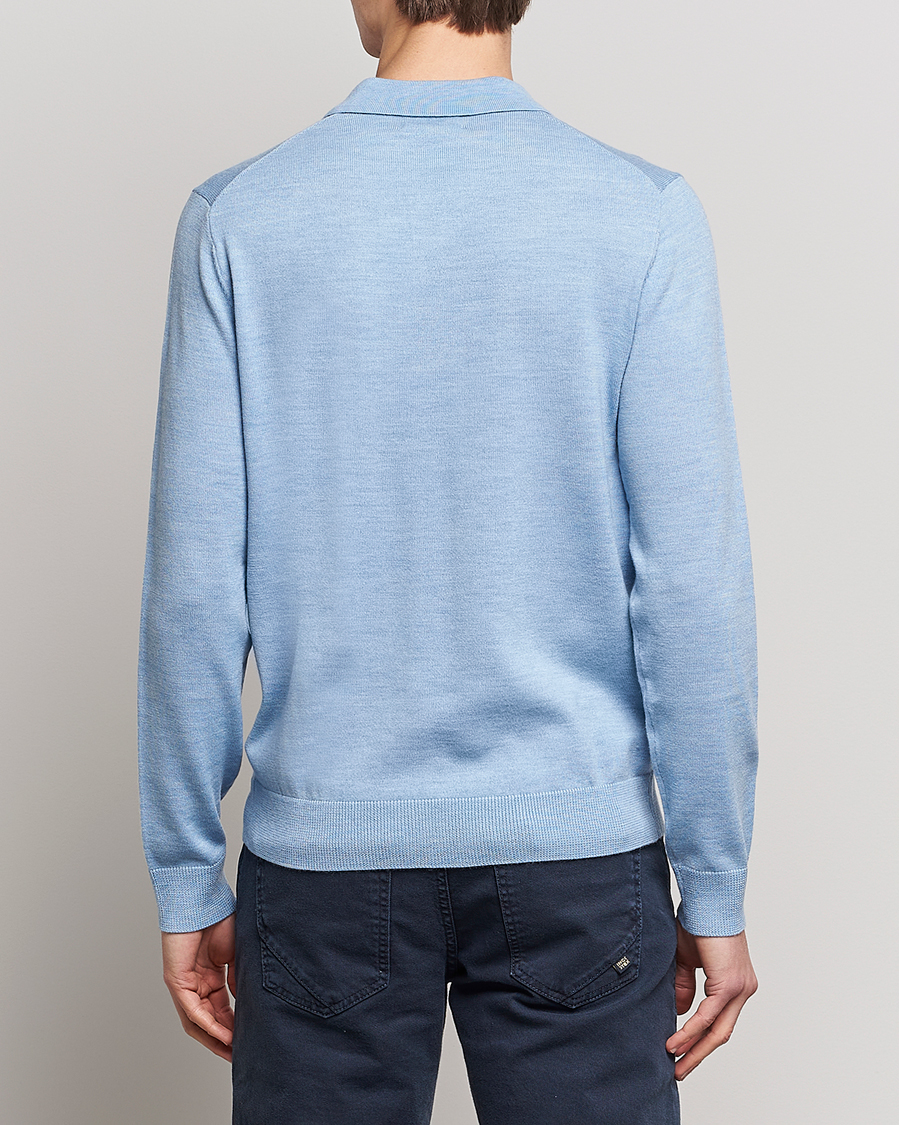 Herre | Trøjer | Morris | Merino Knitted Polo Light Blue