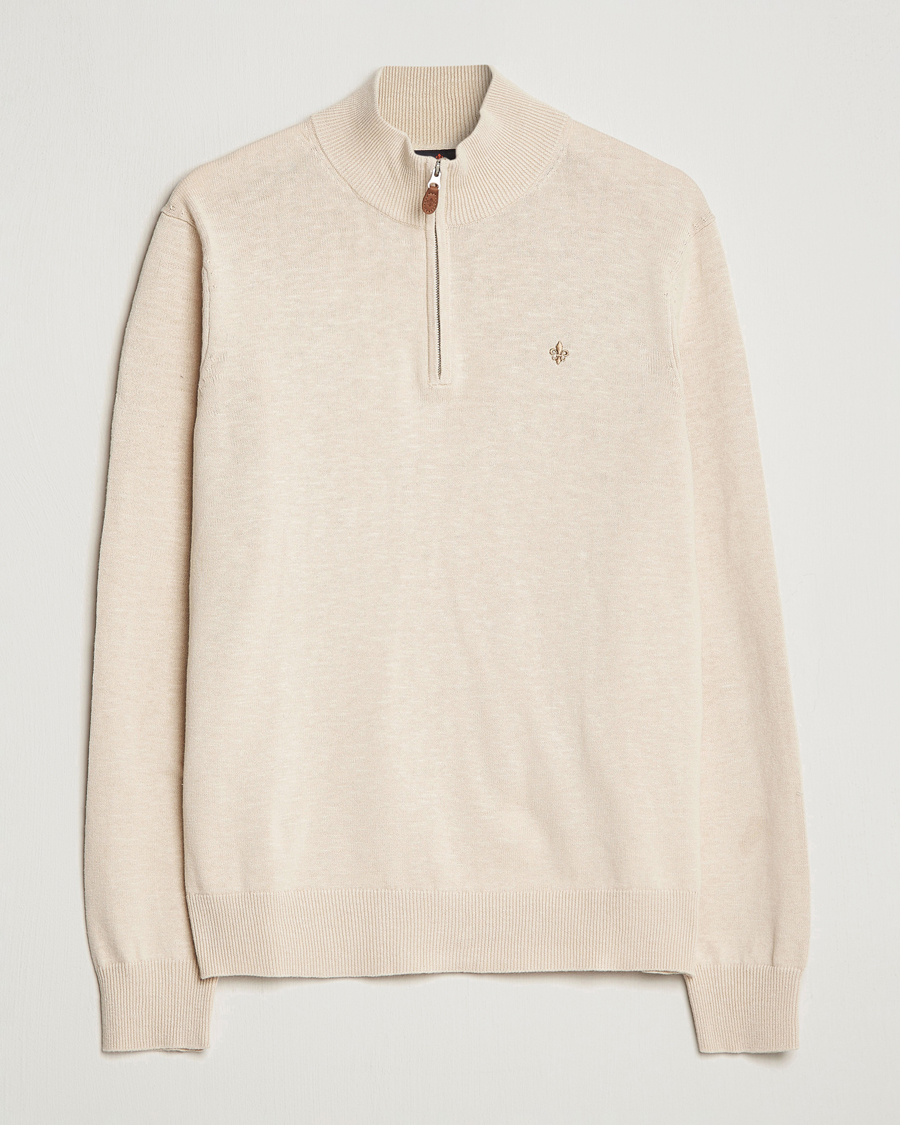 Herre | Trøjer | Morris | Harold Cotton/Linen Summer Half Zip Ecru