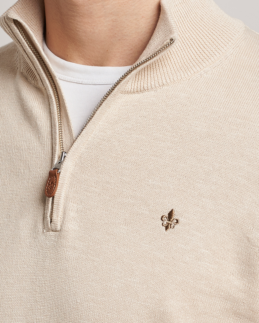 Herre | Trøjer | Morris | Harold Cotton/Linen Summer Half Zip Ecru
