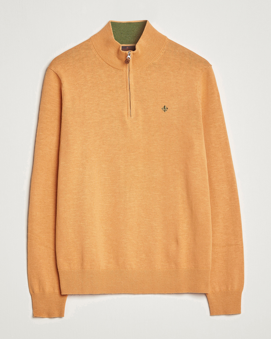 Herre | Trøjer | Morris | Harold Cotton/Linen Summer Half Zip Orange