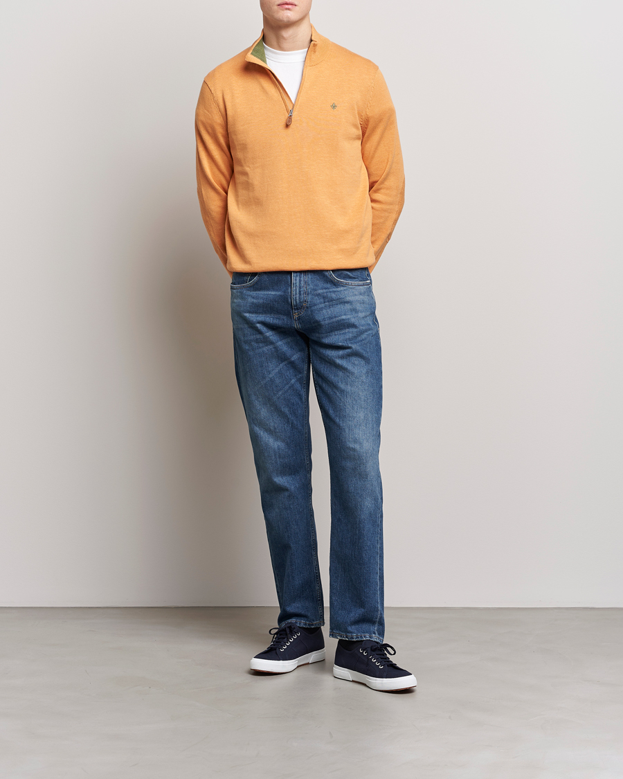 Herre | Trøjer | Morris | Harold Cotton/Linen Summer Half Zip Orange