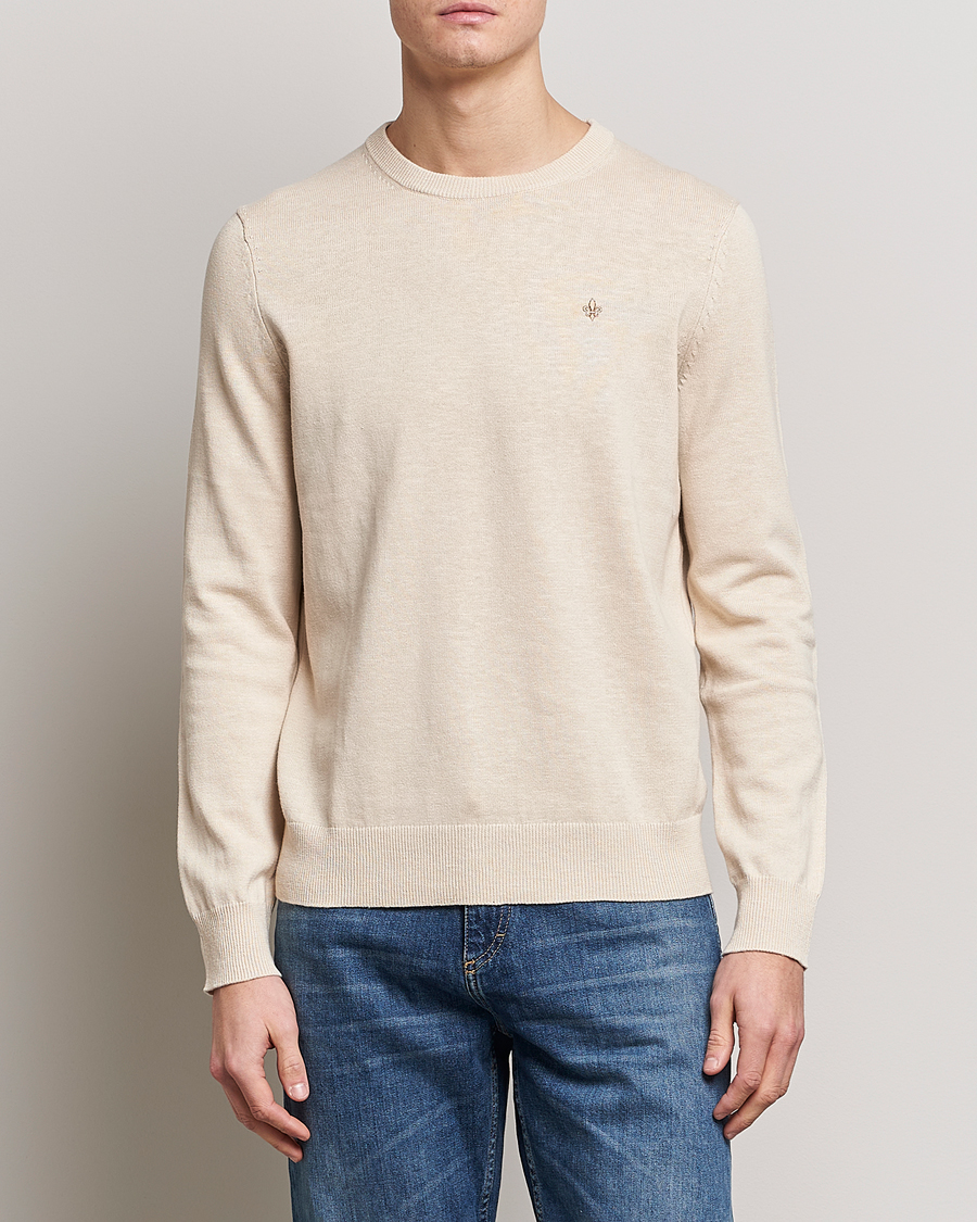 Herre | Trøjer | Morris | Harold Cotton/Linen Summer Crew Neck Off White