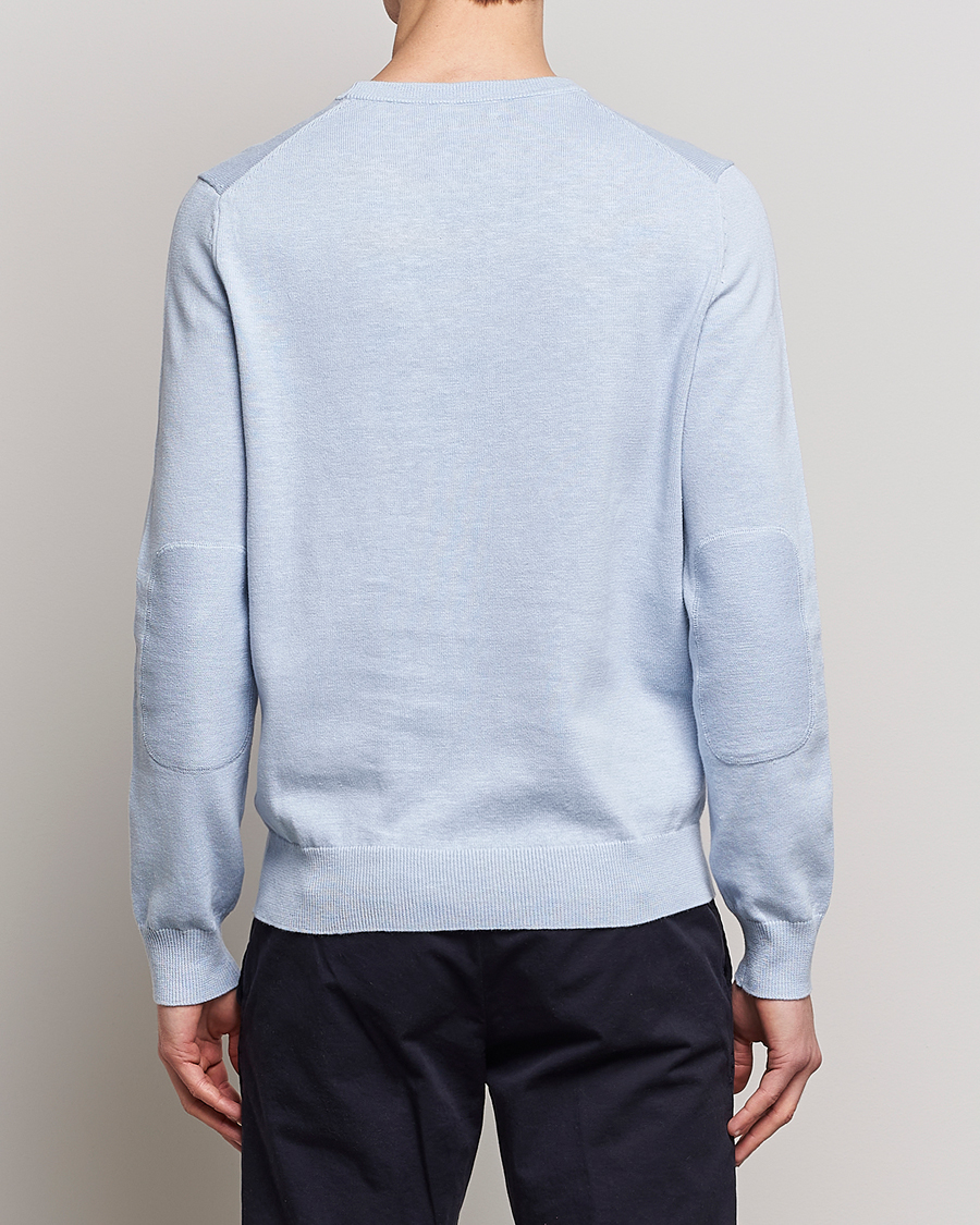 Herre | Trøjer | Morris | Harold Cotton/Linen Summer Crew Neck Light Blue