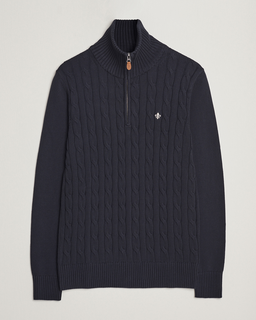 Herre | Trøjer | Morris | Raymond Cable Half Zip Old Blue