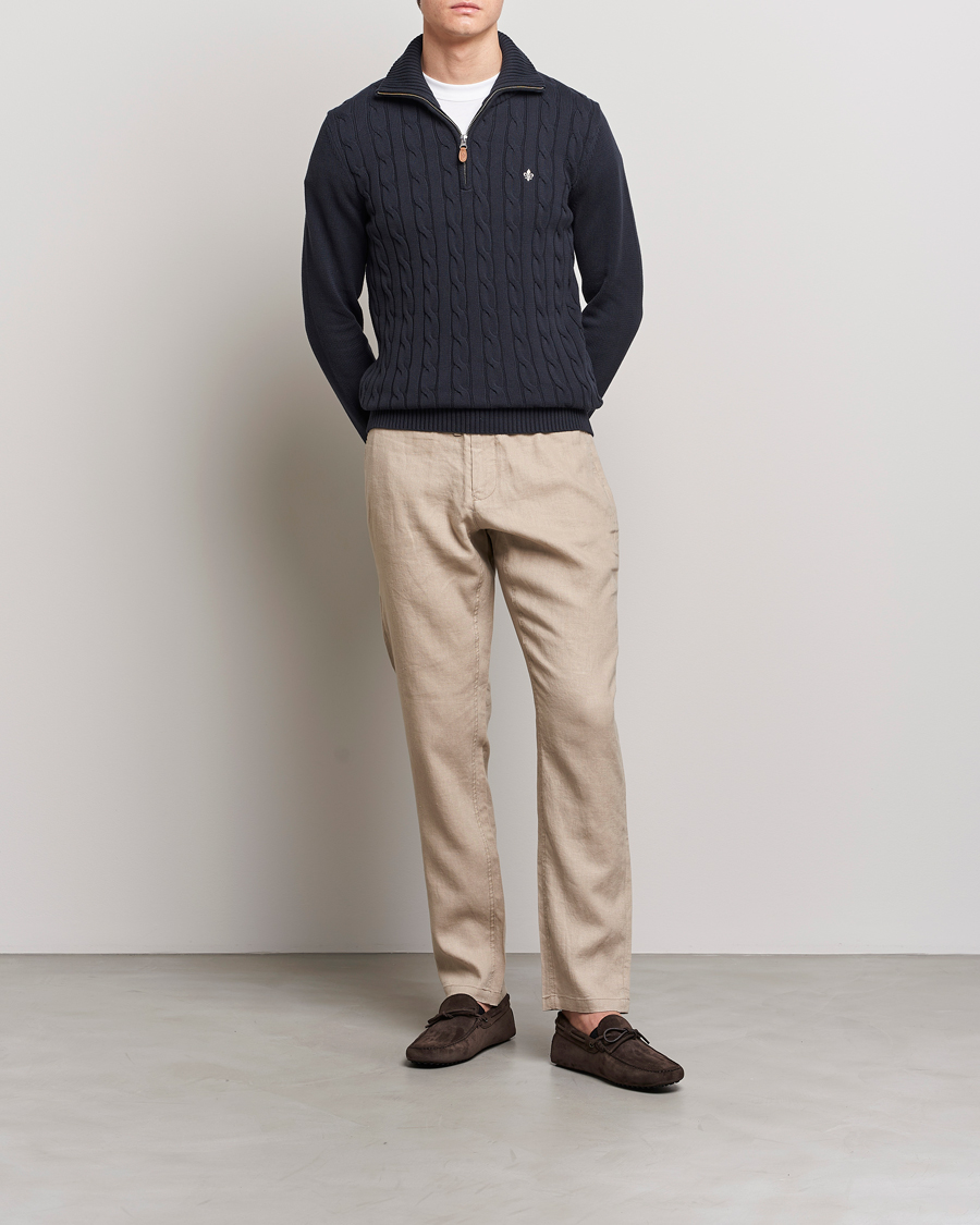 Herre | Trøjer | Morris | Raymond Cable Half Zip Old Blue