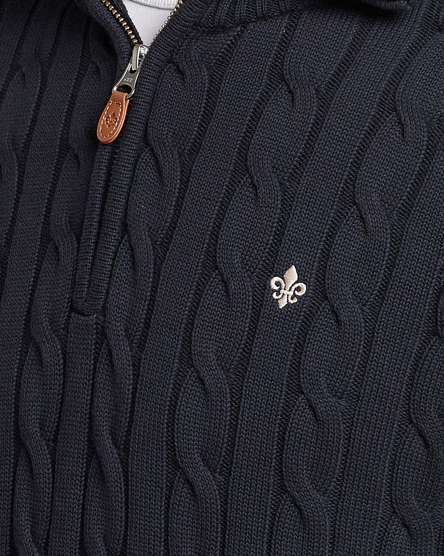 Herre | Trøjer | Morris | Raymond Cable Half Zip Old Blue