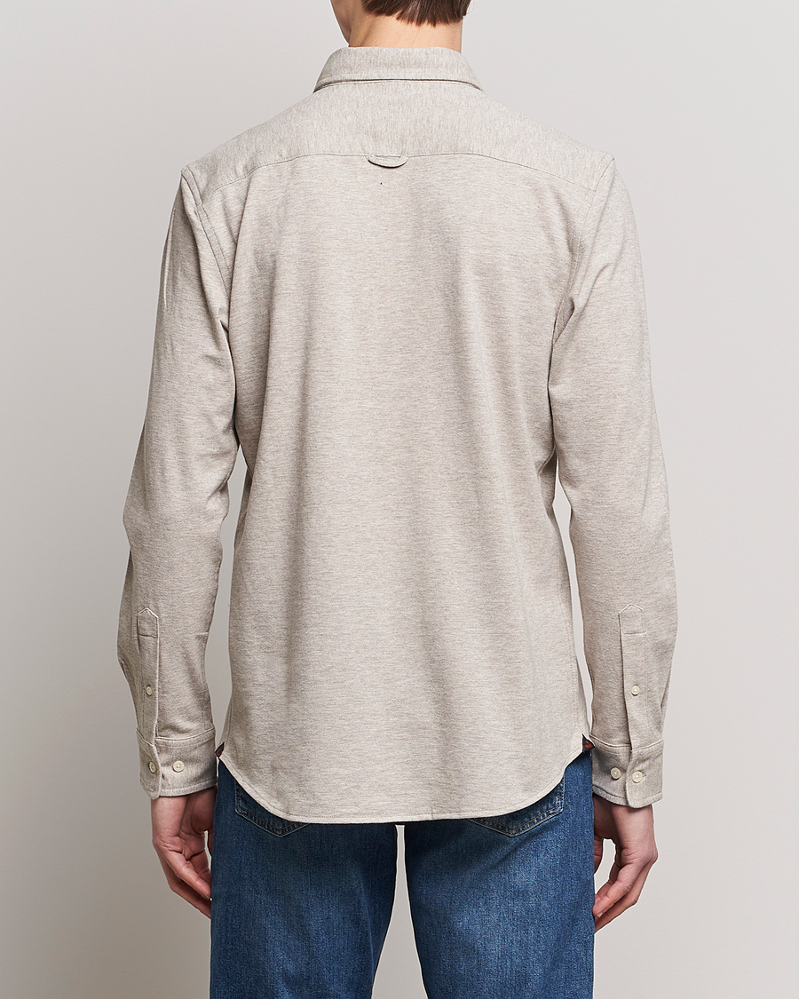 Herre | Skjorter | Morris | Ivory Jersey Button Down Shirt Beige