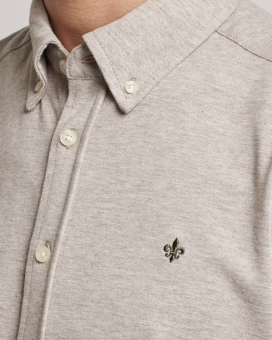 Herre | Skjorter | Morris | Ivory Jersey Button Down Shirt Beige