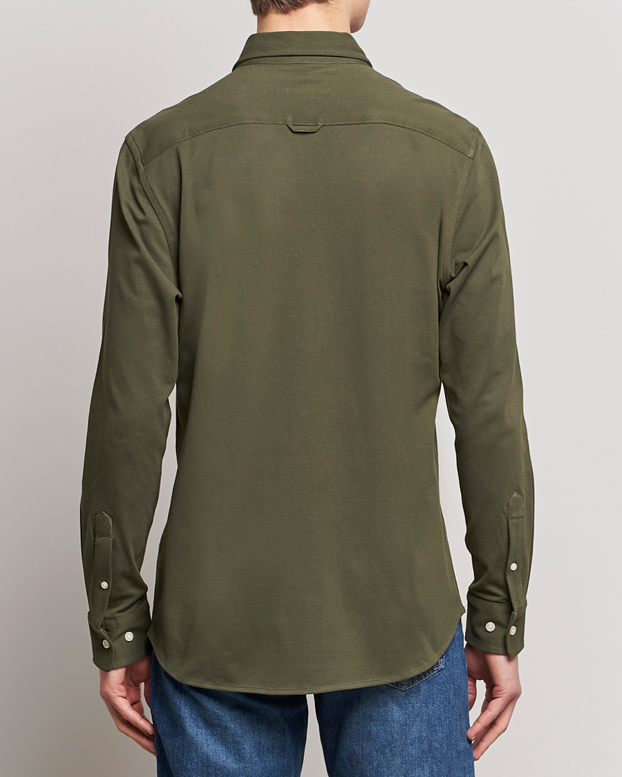 Herre | Skjorter | Morris | Ivory Jersey Button Down Shirt Green