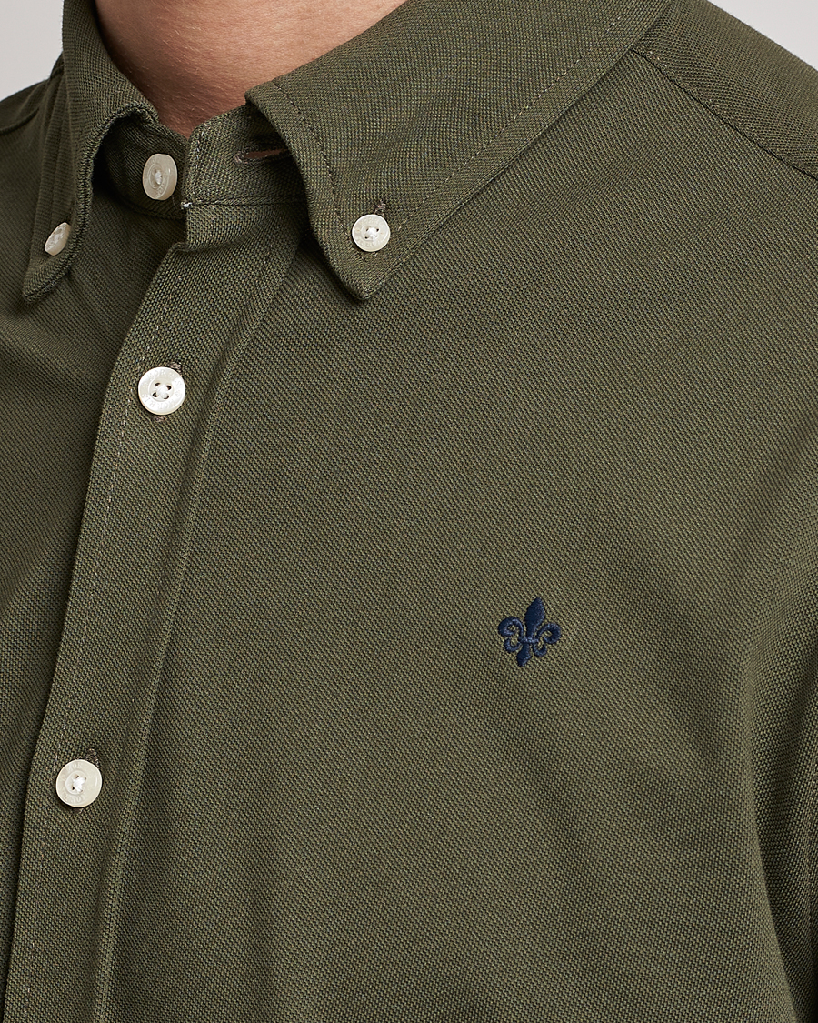 Herre | Skjorter | Morris | Ivory Jersey Button Down Shirt Green
