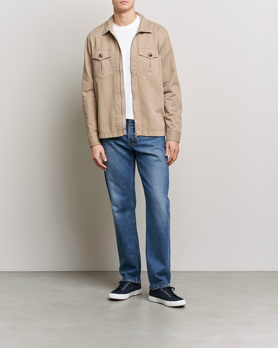 Herre | Skjorter | Morris | Brayden Zip Overshirt Khaki
