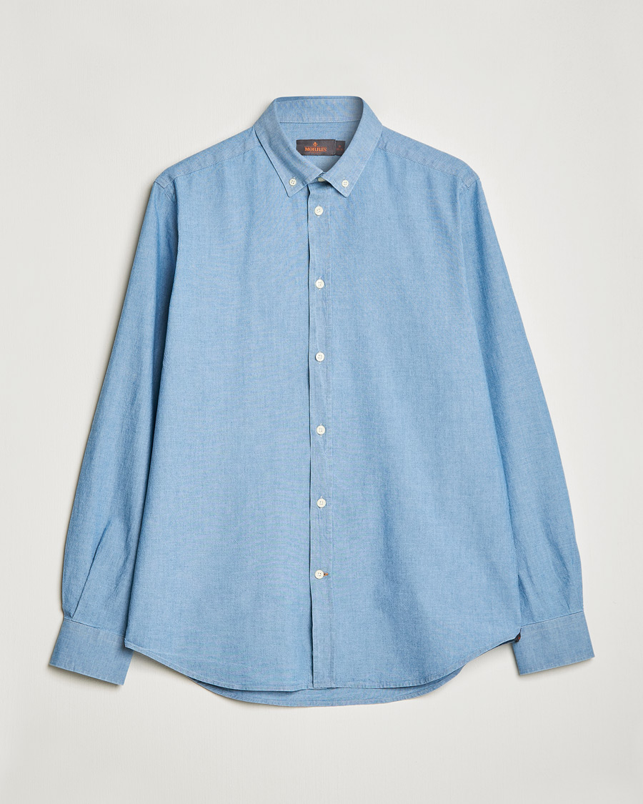 Herre | Skjorter | Morris | John Chambray Button Down Shirt Light Blue