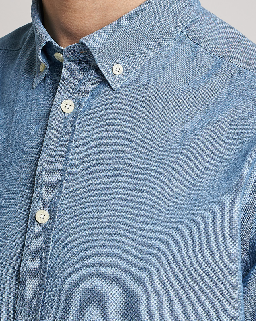 Herre | Skjorter | Morris | John Chambray Button Down Shirt Light Blue