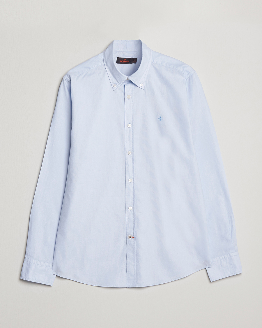 Herre | Skjorter | Morris | Structured Washed Button Down Shirt Light Blue