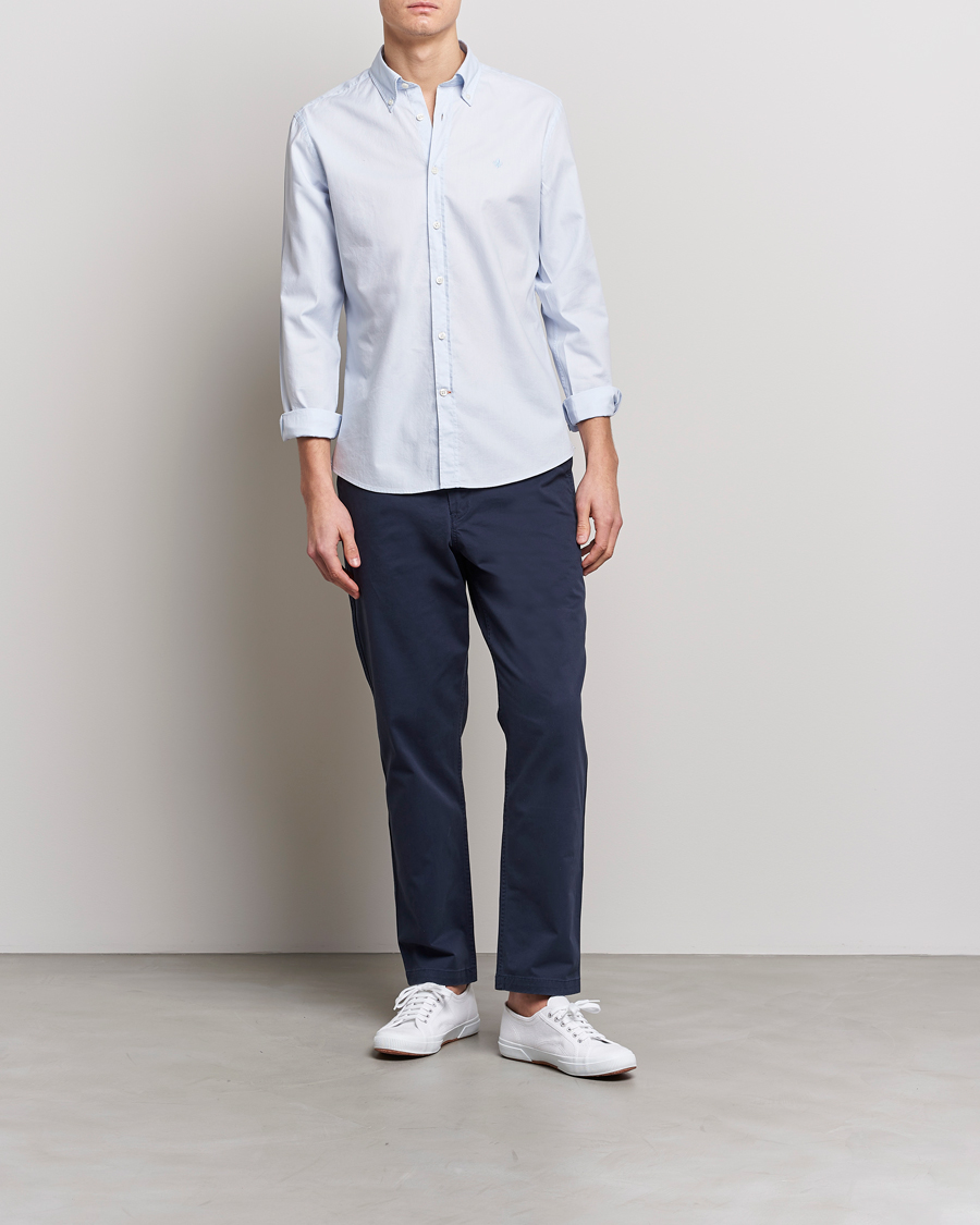 Herre | Skjorter | Morris | Structured Washed Button Down Shirt Light Blue