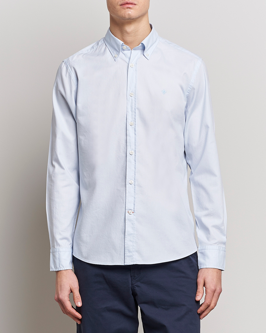 Herre | Skjorter | Morris | Structured Washed Button Down Shirt Light Blue
