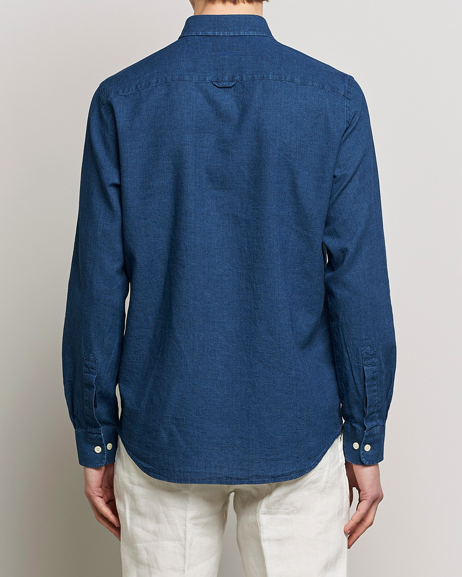 Herre | Skjorter | Morris | Cotton /Linen Indigo Button Down Shirt Dark Blue