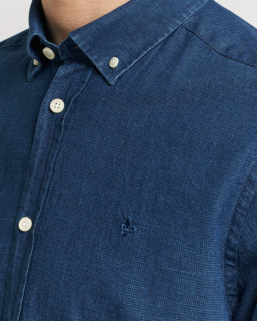 Herre | Skjorter | Morris | Cotton /Linen Indigo Button Down Shirt Dark Blue