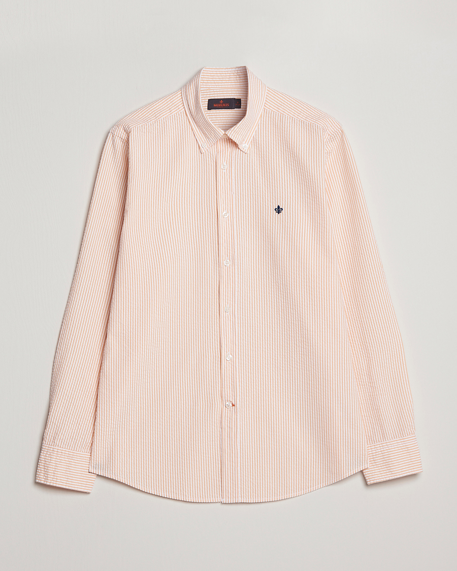 Herre | Skjorter | Morris | Seersucker Button Down Shirt Orange/White