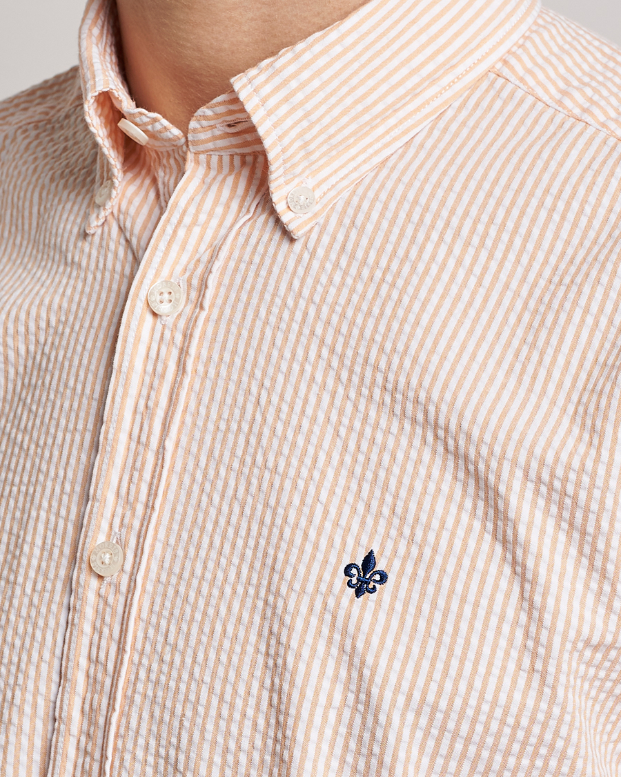 Herre | Skjorter | Morris | Seersucker Button Down Shirt Orange/White