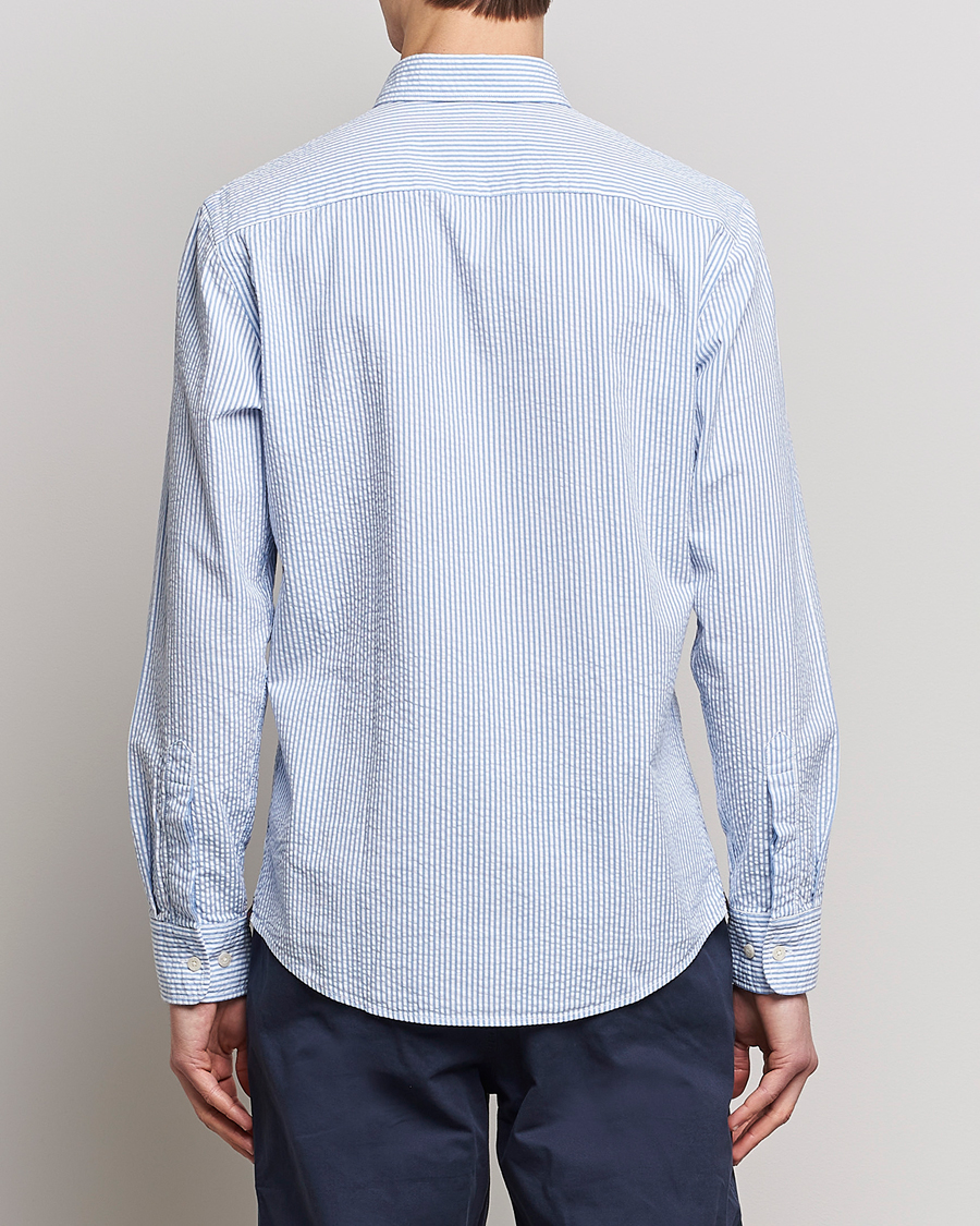 Herre | Skjorter | Morris | Seersucker Button Down Shirt Light Blue/White