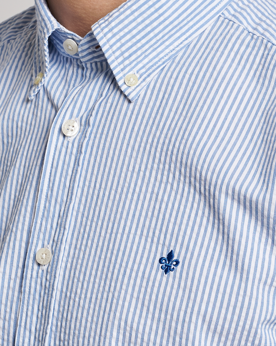 Herre | Skjorter | Morris | Seersucker Button Down Shirt Light Blue/White