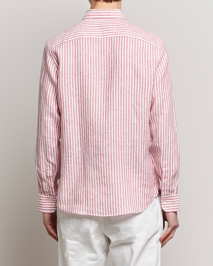 Herre | Skjorter | Morris | Douglas Linen Button Down Striped Shirt Orange/White