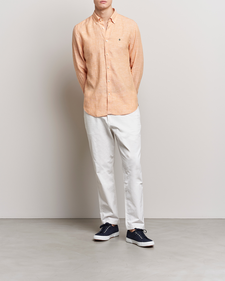 Herre | Skjorter | Morris | Douglas Linen Button Down Shirt Orange
