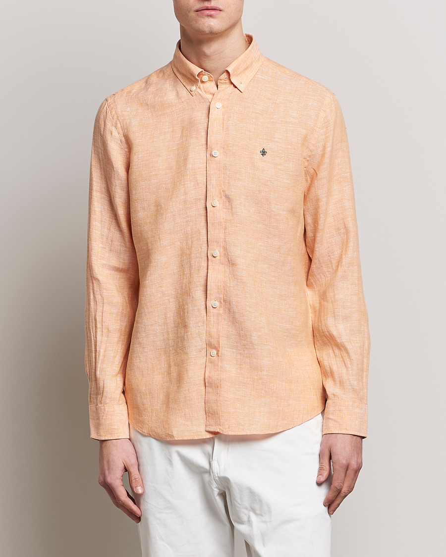 Herre | Hørskjorter | Morris | Douglas Linen Button Down Shirt Orange