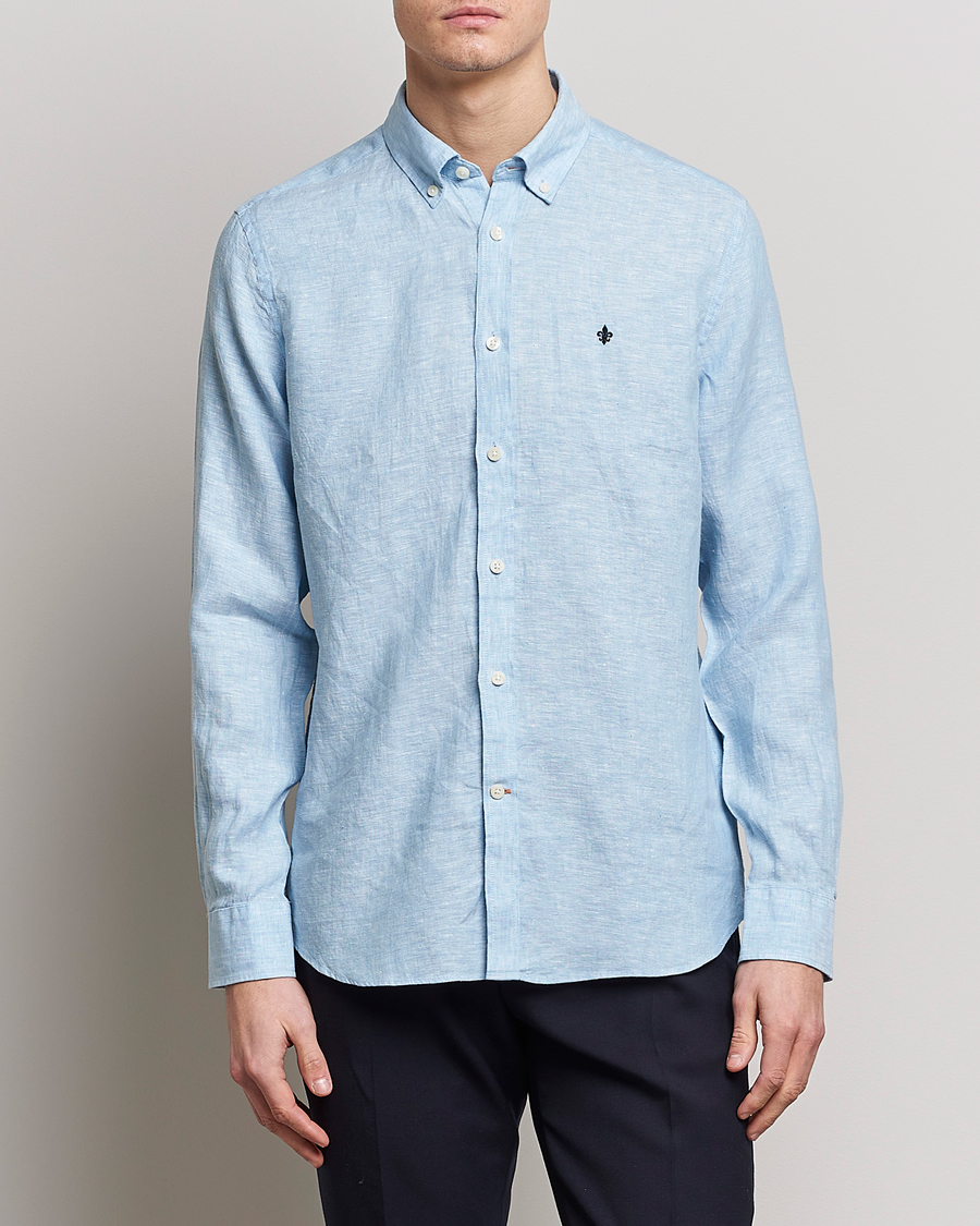 Herre | Afdelinger | Morris | Douglas Linen Button Down Shirt Light Blue