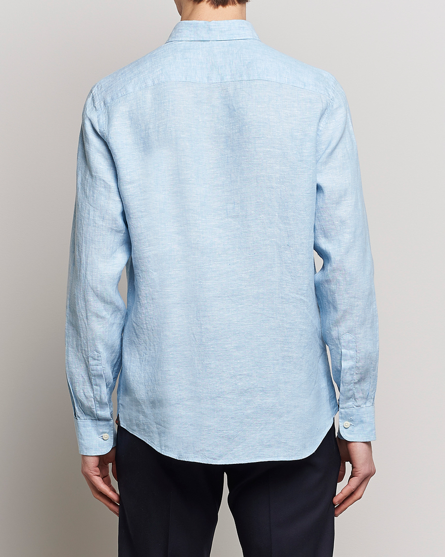 Herre | Skjorter | Morris | Douglas Linen Button Down Shirt Light Blue